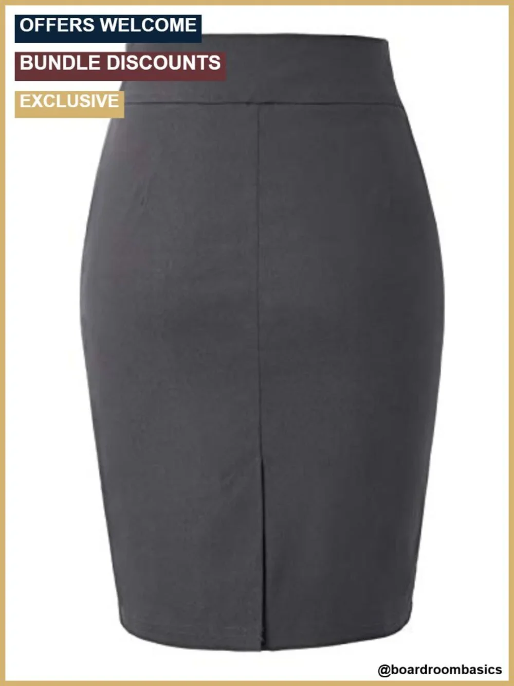 High Waist Pencil Skirt - Stretch Knee Length, Side Zip, Back Slit, Office Wear